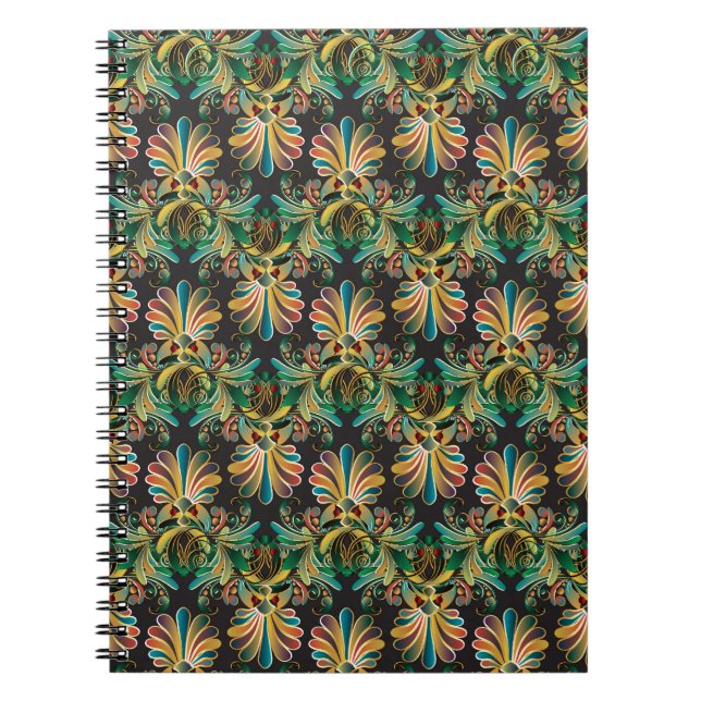 Ornate Flower Luxury Tapet Anteckningsbok (Framsidan)