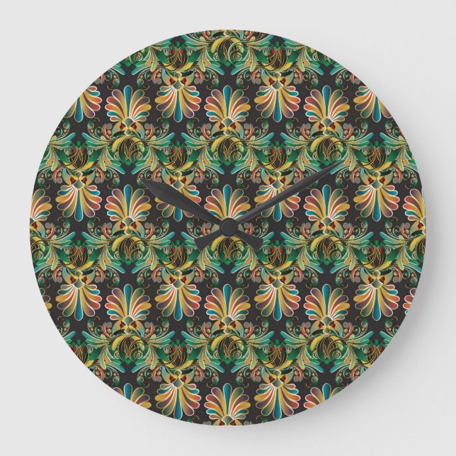 Ornate Flower Luxury Tapet Stor Klocka (Framsida)