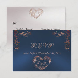 Ornate Frame & Heart - Blue/Rose Gold OSA Kort