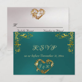 Ornate Frame & Heart - Teal/Gold OSA Kort