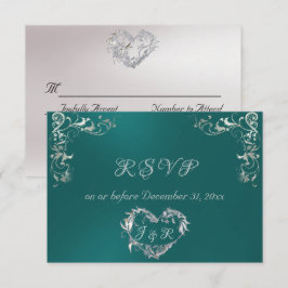 Ornate Frame & Heart - Teal/Silver OSA Kort