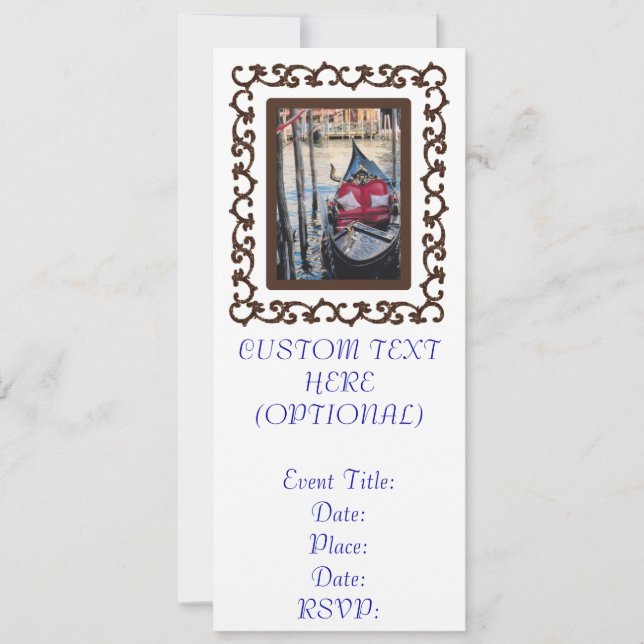 Ornate Framed Gondola i Venezia Inbjudningar (Framsida)