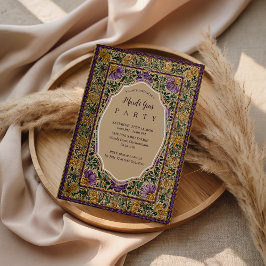 Ornate Framed Mardi Gras Masquerade Inbjudningar