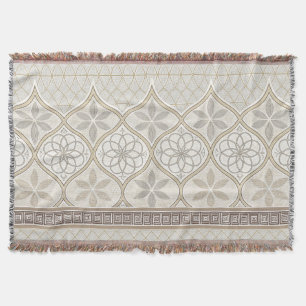 Ornate Geometric Blommigt Tile Mönster (2) Filt