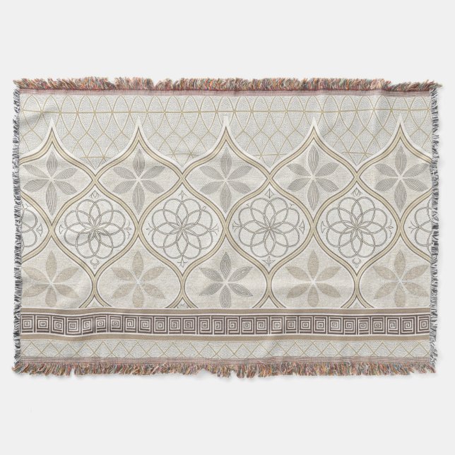 Ornate Geometric Blommigt Tile Mönster (2) Filt (Framsidan)
