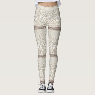 Ornate Geometric Blommigt Tile Mönster (2) Leggings