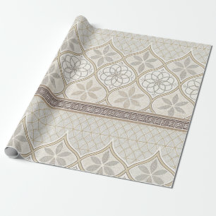 Ornate Geometric Blommigt Tile Mönster (2) Presentpapper