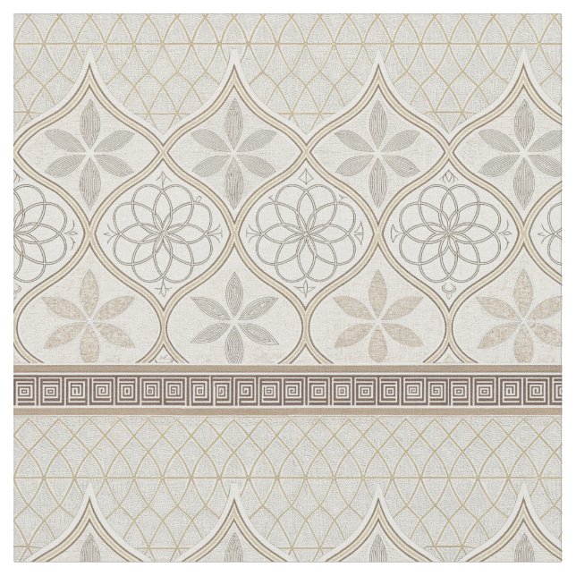 Ornate Geometric Blommigt Tile Mönster (2) Tyg (Närbild)