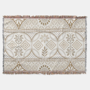 Ornate Geometric Blommigt Tile Mönster Filt