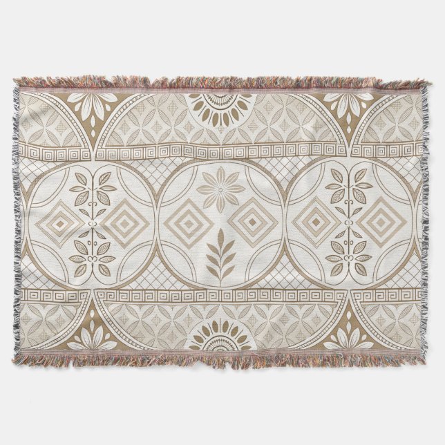 Ornate Geometric Blommigt Tile Mönster Filt (Framsidan)