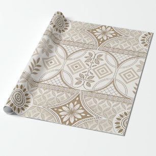 Ornate Geometric Blommigt Tile Mönster Presentpapper