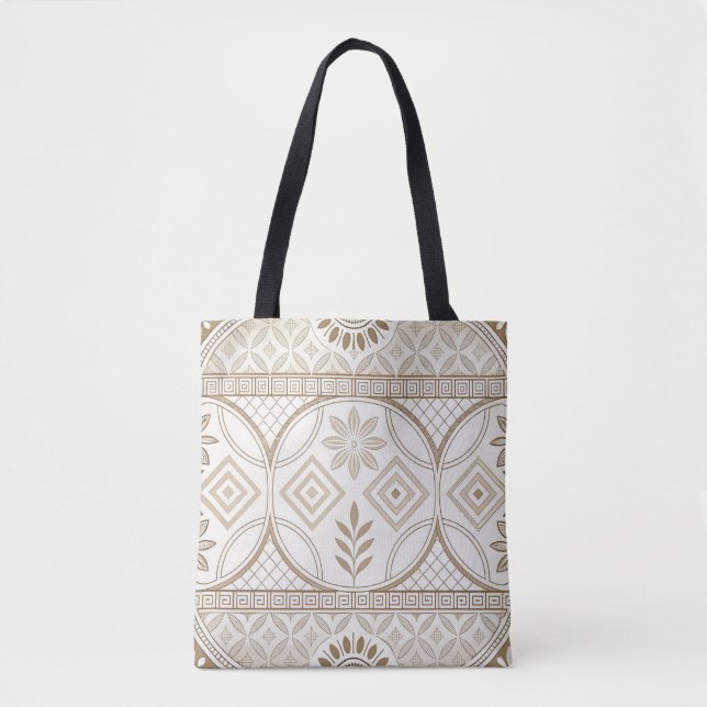 Ornate Geometric Blommigt Tile Mönster Tygkasse (Framsida)
