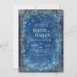 Ornate Gold Celestial Galaxy Wedding Inbjudningar