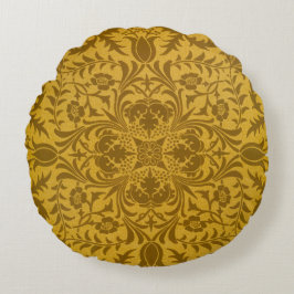 Ornate gold floral pattern with symmetrical rund kudde