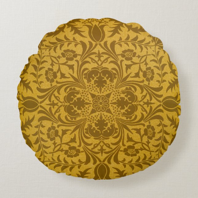Ornate gold floral pattern with symmetrical rund kudde (Framsidan)