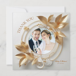 Ornate Gold Floral Wedding Thank You Card Tack Kort