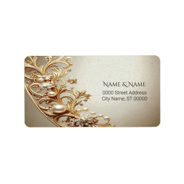 Ornate Gold Flourish Address Label Adressetikett (Framsidan)