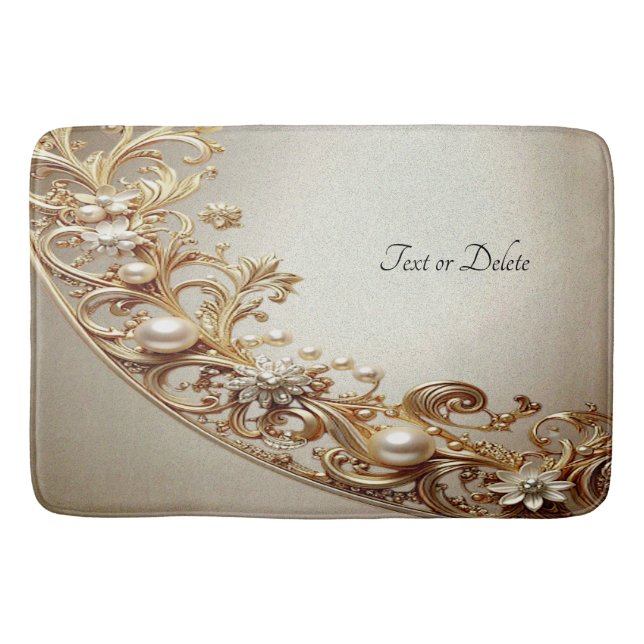Ornate Gold Flourish Bath Mat Badrumsmatta (Framsidan)