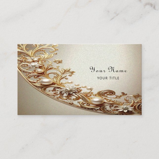 Ornate Gold Flourish Business Card Visitkort (Framsida)