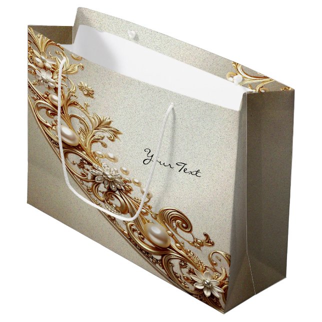 Ornate Gold Flourish Gift Bag (Framsidan Vinklad)