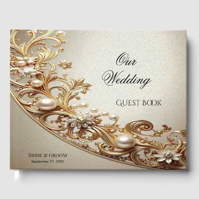 Ornate Gold Flourish Guest Book Gästböcker (Framsida)