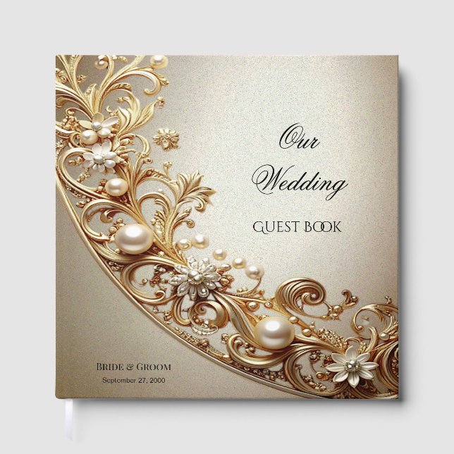 Ornate Gold Flourish Guest Book Gästböcker (Framsida)
