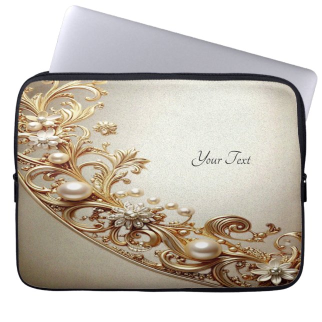 Ornate Gold Flourish Laptop Sleeve (Framsidan)