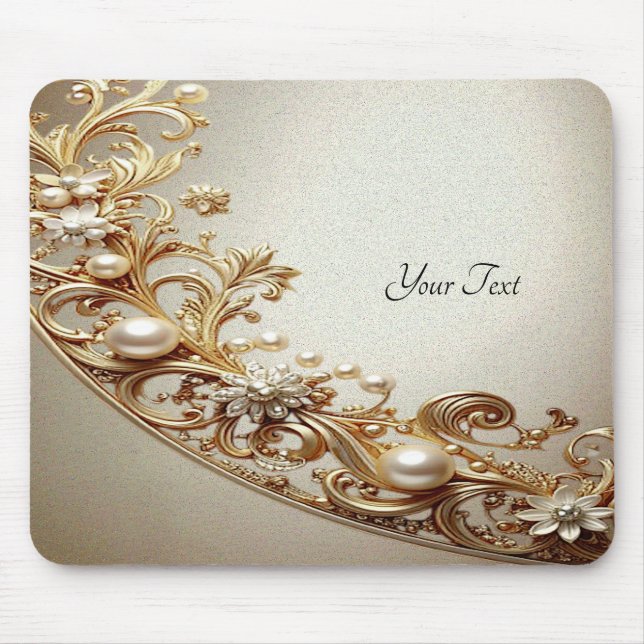 Ornate Gold Flourish Mousepad Musmatta (Framsidan)