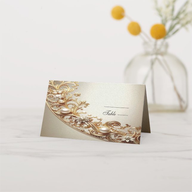 Ornate Gold Flourish Place Card Placeringskort (Framsida)