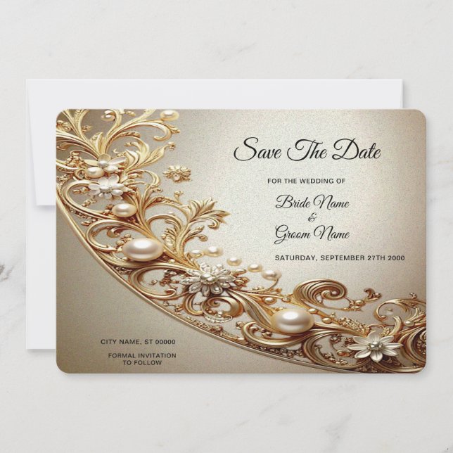 Ornate Gold Flourish Save The Date Spara Datumet (Framsida)