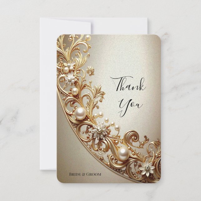 Ornate Gold Flourish Thank You Card Tack Kort (Framsida)
