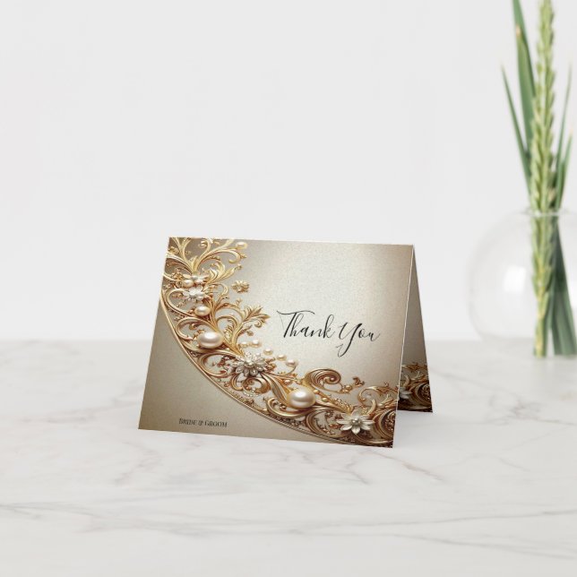 Ornate Gold Flourish Thank You Card Tack Kort (Framsida)