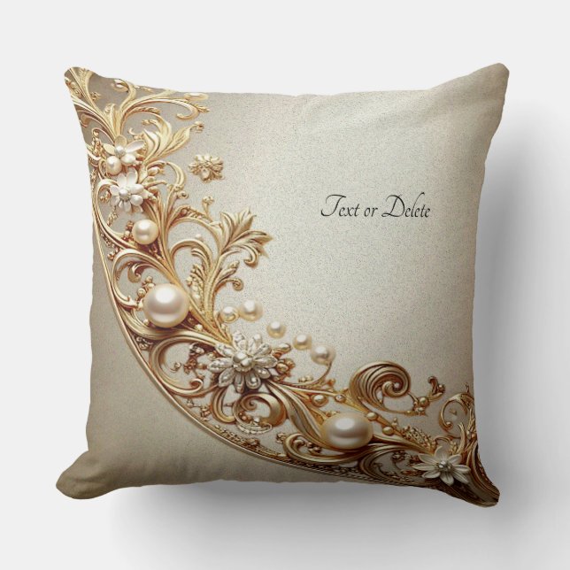 Ornate Gold Flourish Throw Pillow Kudde (Framsida)