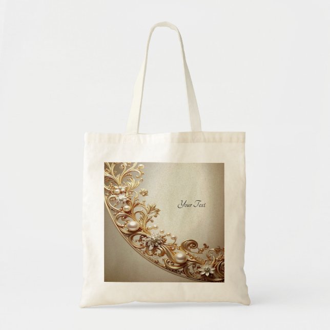 Ornate Gold Flourish Tote Bag Tygkasse (Framsidan)