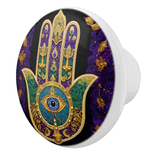 Ornate Gold Third Eye Hamsa Knopp (Höger)