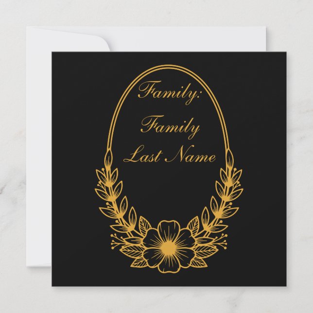 Ornate Gold Wreath Invitation with Custom Text Des (Framsida)