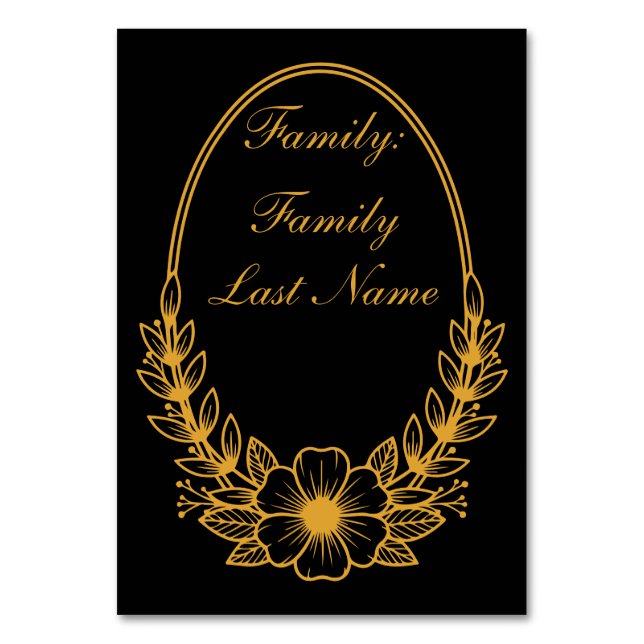 Ornate Gold Wreath Invitation with Custom Text Des Bordsnummer (Framsidan)