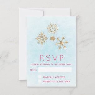 Ornate Golden Snöflingor on Blue Festive OSA Kort