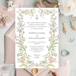 Ornate Grace Pastel  Blommigt Bröllop Inbjudningar