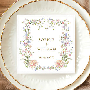 Ornate Grace Pastel Blommigt Bröllop Pappersservett