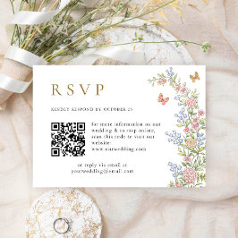 Ornate Grace Pastel  Blommigt QR-kod Bröllop OSA Kort