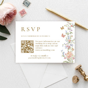 Ornate Grace Pastel Rosa QR-kodkort Bröllop OSA Inbjudningar
