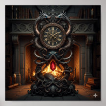 Ornate Grandfather Clock - Dragon & Octopus Design