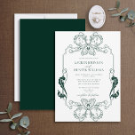 Ornate Grönt Blommigt Line Art Monogram Bröllop Inbjudningar<br><div class="desc">Vi introducerar vår vackra blommigt emerald grönt konst mongram bröllopsinbjudan! Inbjudan är ett jättebra tecken på art nouveau, med sitt ornerade gräns och monogram initialer. Perfekten för att ange tonen för din stora dag är att inbjuda dina gäster. Din bröllopsdag är en av de viktigaste dagarna i ditt liv, så...</div>