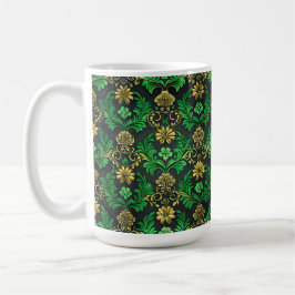 ORNATE GRÖNT & GULD IRISH FLOURISHES KAFFEMUGG