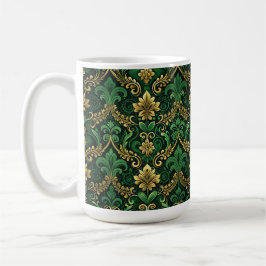 ORNATE GRÖNT & GULD IRISH FLOURISHES KAFFEMUGG