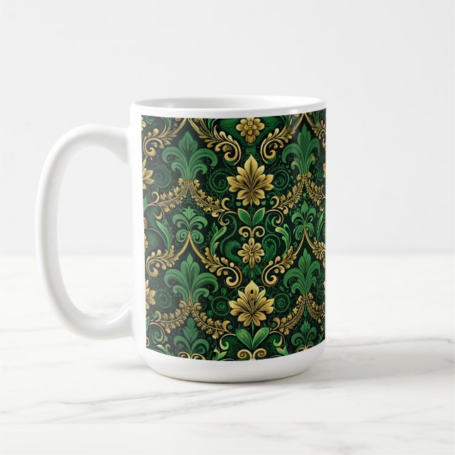 ORNATE GRÖNT & GULD IRISH FLOURISHES KAFFEMUGG (Vänster)