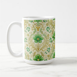 ORNATE GRÖNT & GULD IRISH FLOURISHES KAFFEMUGG