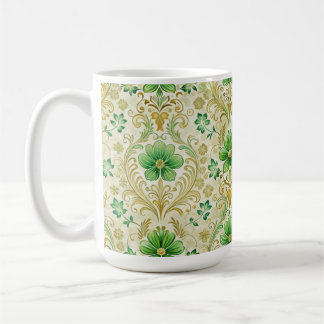 ORNATE GRÖNT & GULD IRISH FLOURISHES KAFFEMUGG
