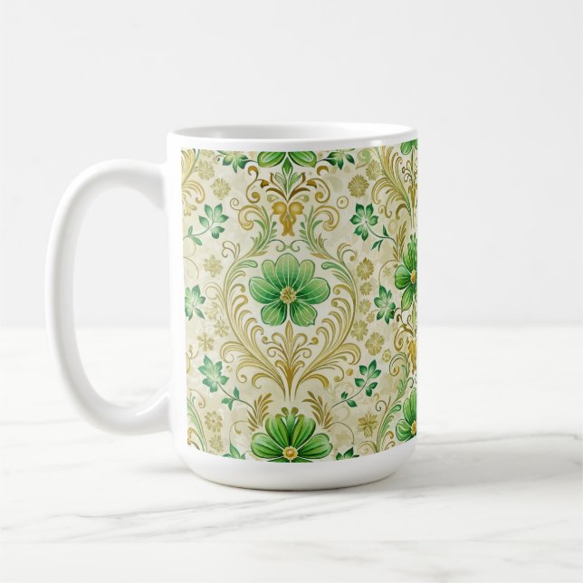 ORNATE GRÖNT & GULD IRISH FLOURISHES KAFFEMUGG (Vänster)